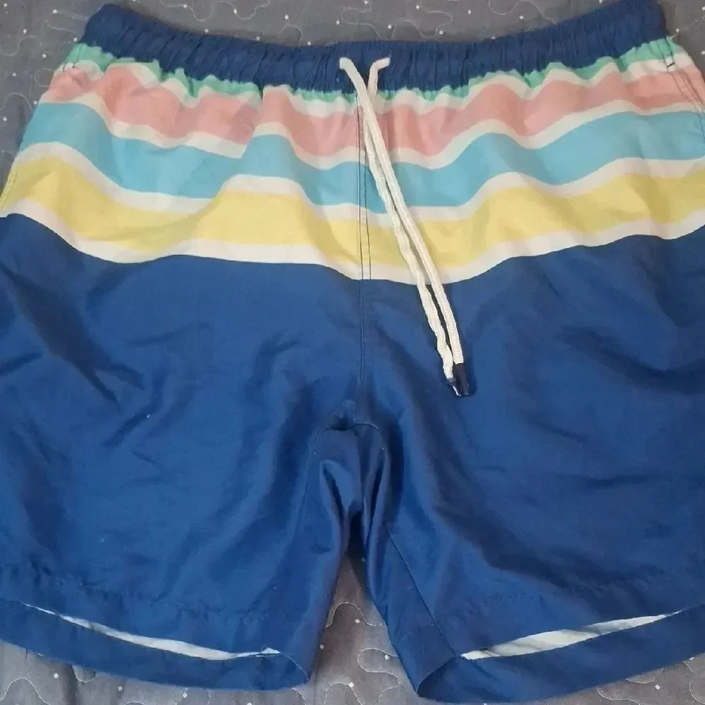 Crown & Ivy Men's Blue Striped Swim Shorts size large